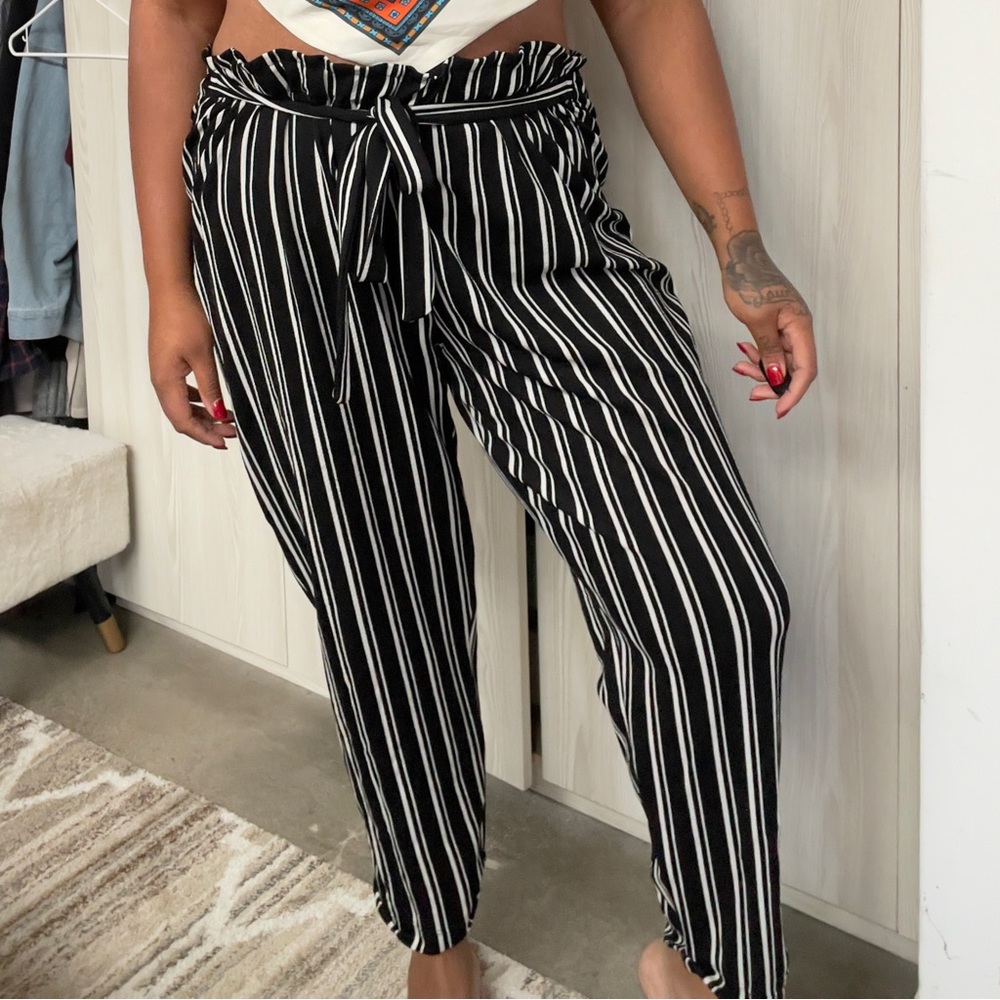 Striped Trousers With Belt
